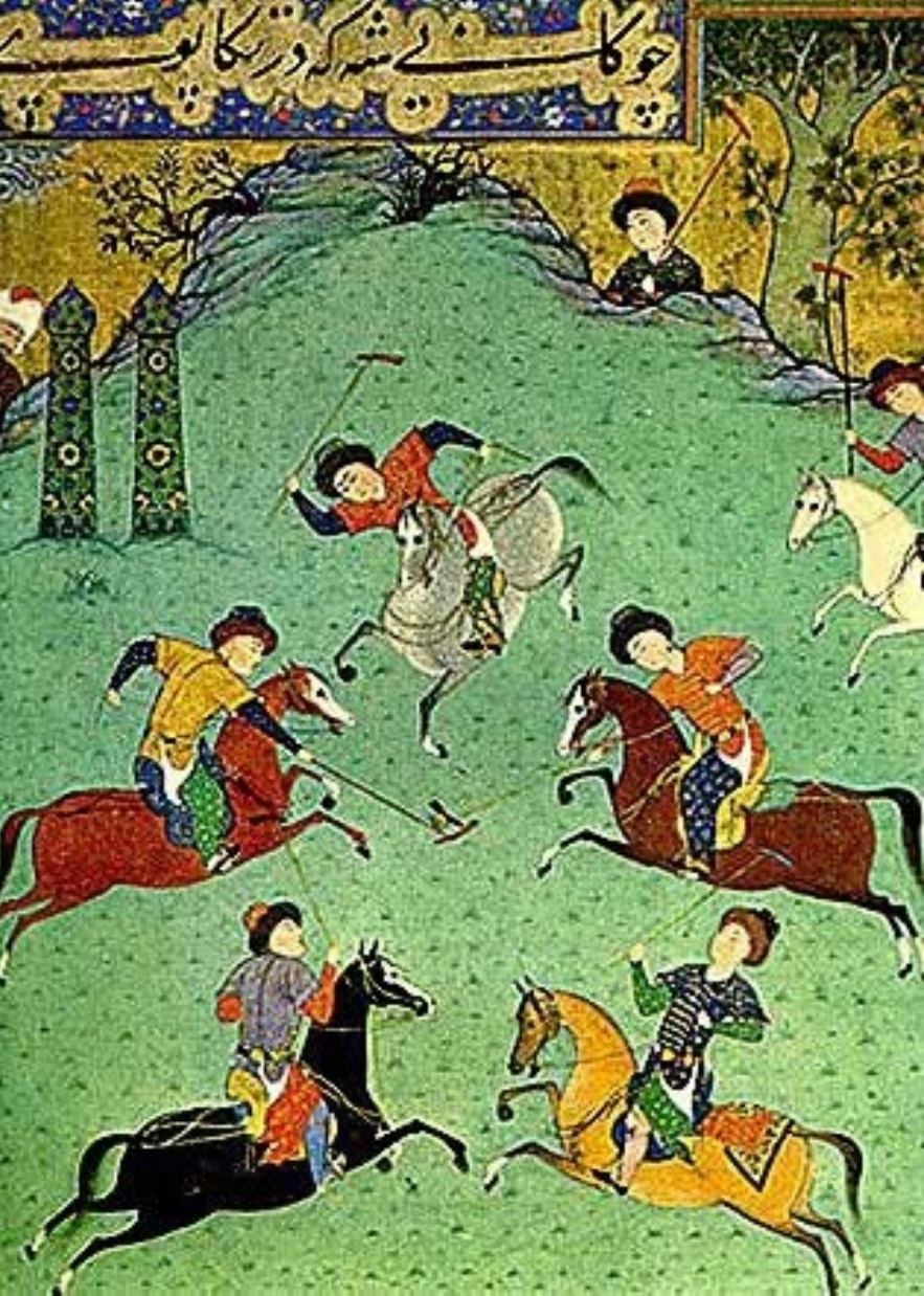 Chavandozlar polo oʻynayotgan fors miniatyurasi